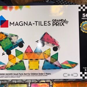 MAGNA-TILES® Grand Prix Frost 50-Piece Magnetic Construction Set with Wheels